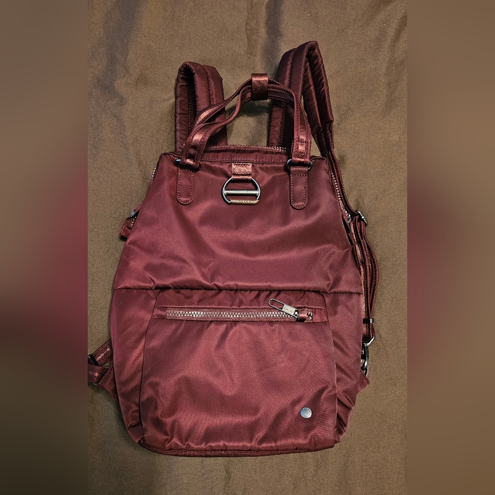 PacSafe CX anti theft mini backpack in burgandy